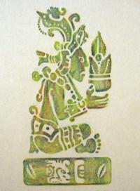 Великий бог, подаривший людям кукурузное растение и способ превращения его зерна в питательный и ароматный хлеб. Его имя Yam Kaax. Здесь его изображение из Popol Vuh - сокровенной книги знаний народов Майя. 